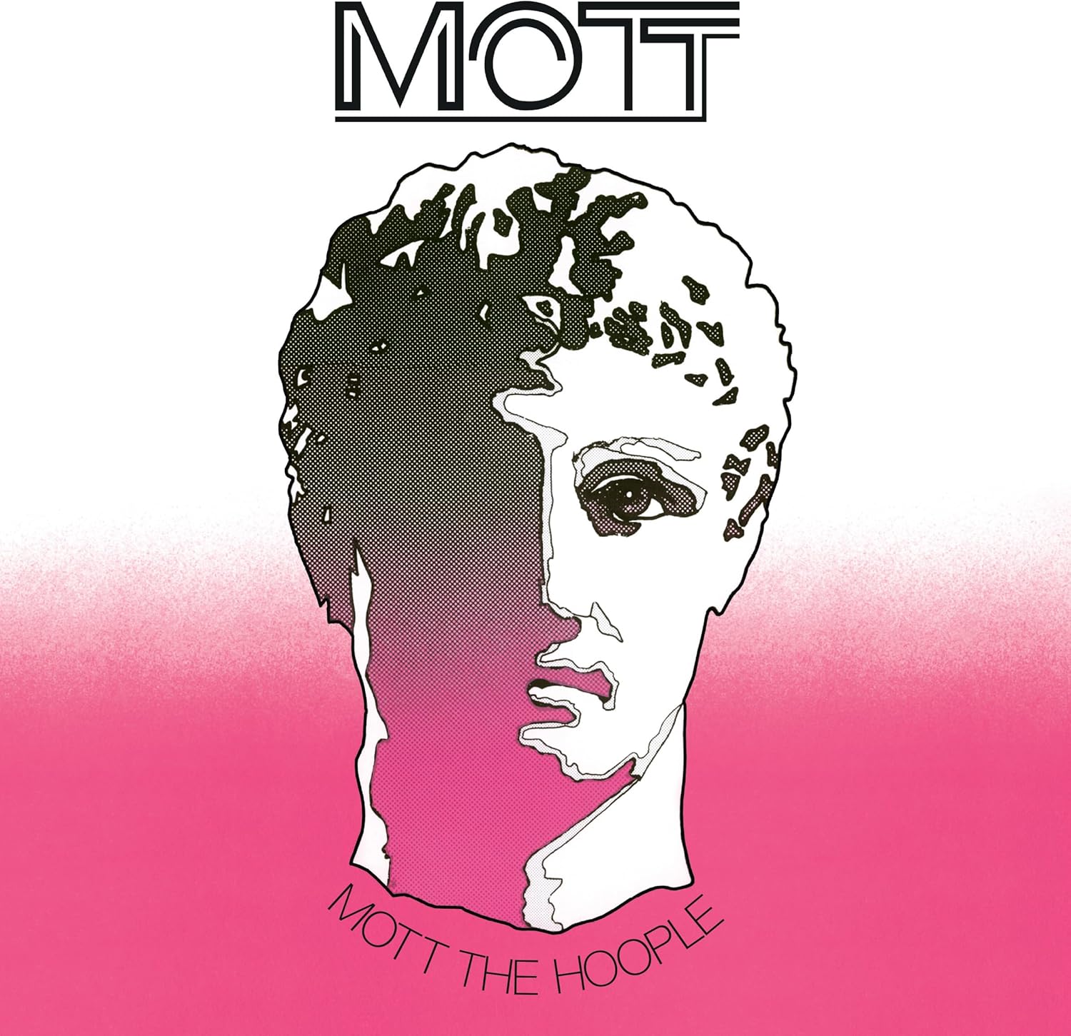Vinyl record cover featuring the Mott the Hoople album Mott with stylized band lettering.