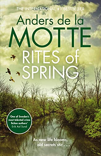 Book cover with spring seasonal theme and crime genre title in bold font.