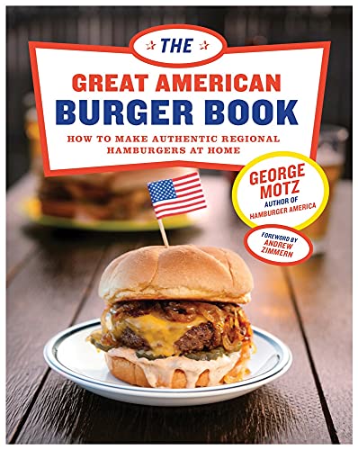 Book cover featuring a cheeseburger with an American flag toothpick on a wooden table.