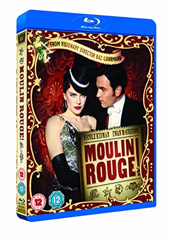 Moulin Rouge" Blu-ray case featuring Nicole Kidman and Ewan McGregor.