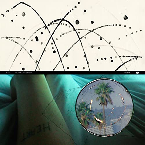 Mount Kimbie album cover: abstract black lines over a palm tree scene.