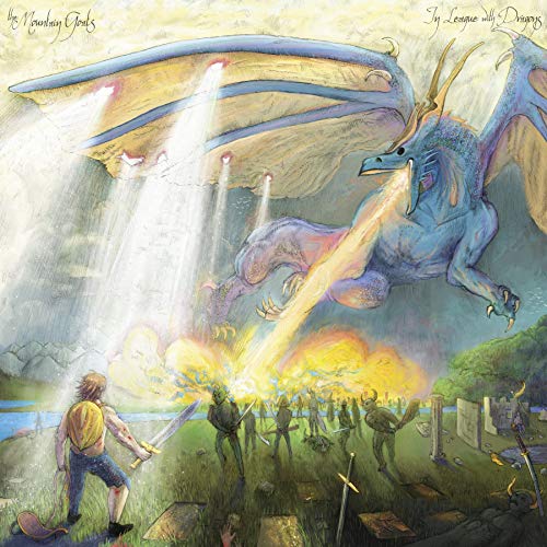Painted album cover depicting a blue dragon and figures with swords.