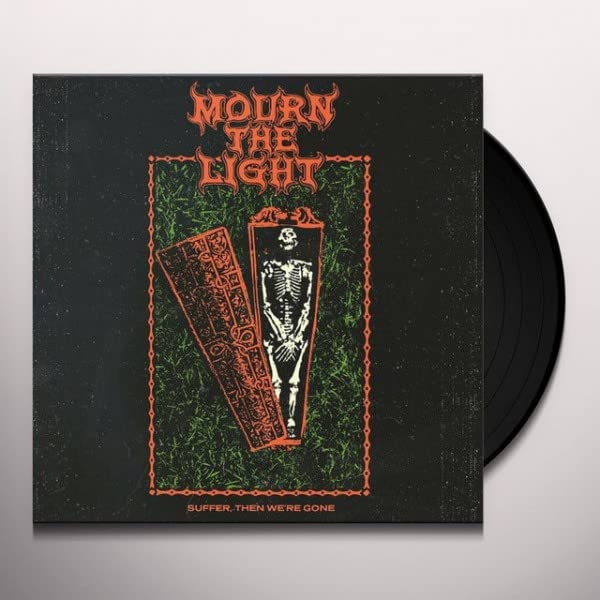 Vinyl record cover featuring a skeleton in a coffin against a green textured background.