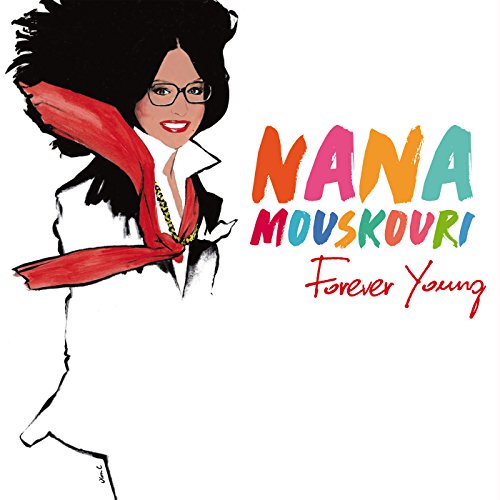 CD cover featuring an illustrated portrait of Nana Mouskouri and colorful text.