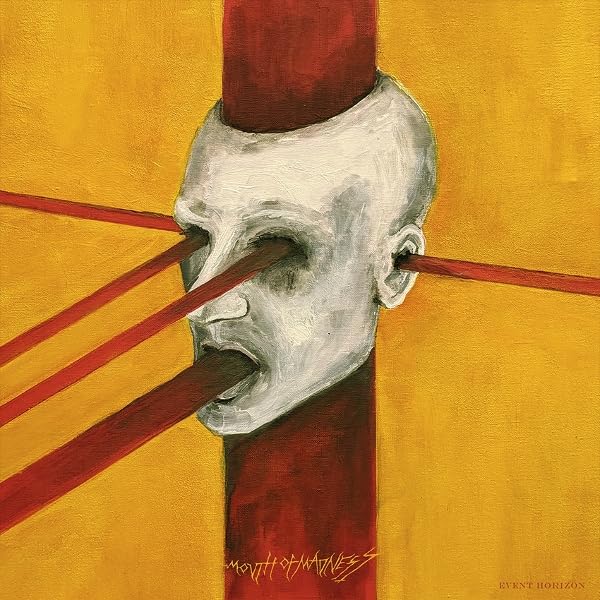 CD cover: distorted white head with red lines, titled "Mouth of Madness".