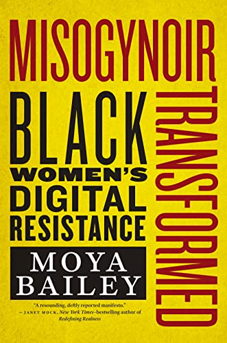 Book cover: "Misogynoir Transformed" with bold text on a black and red background.