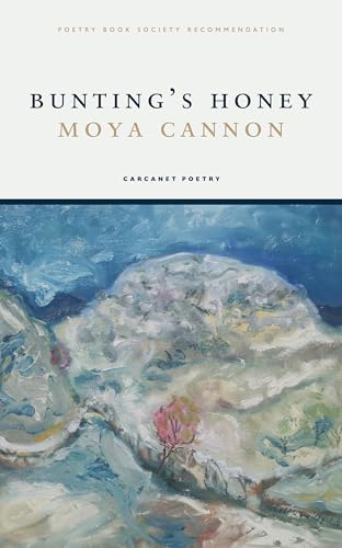 Book cover for “Bunting’s Honey” by Moya Cannon with abstract landscape.