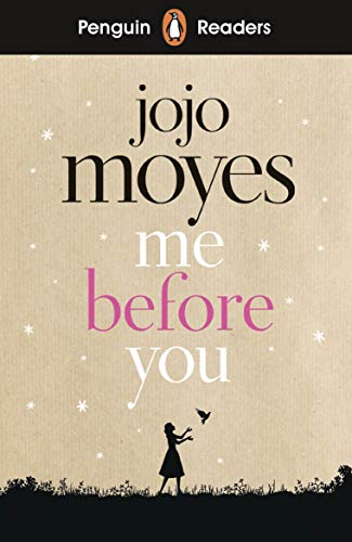 Book cover for "Me Before You" by Jojo Moyes, with silhouette figures.