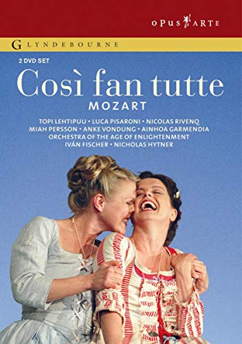 DVD cover for Mozart’s “Così fan tutte” opera, two women laughing.