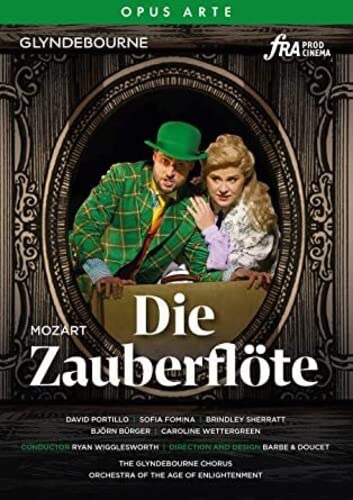 DVD cover for Mozart’s *Die Zauberflöte* opera, featuring performers in costume.