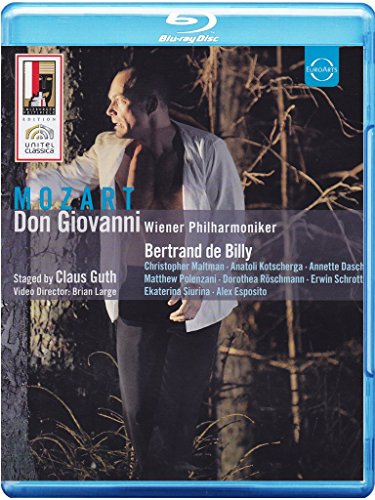 Blu-ray cover for Mozart’s opera *Don Giovanni* featuring a man in shadow.
