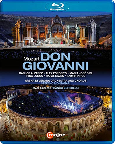 Blu-ray cover for Mozart’s *Don Giovanni* opera performance in Verona arena.