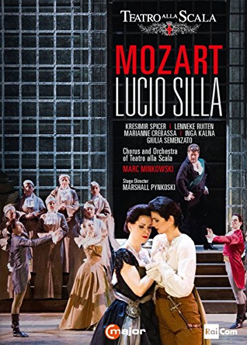 DVD cover for Mozart's "Lucio Silla" featuring a staged opera scene with performers.