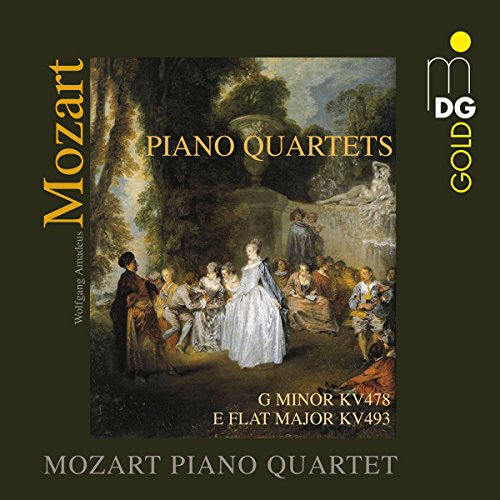 CD cover for Mozart’s Piano Quartets featuring a classical garden scene.