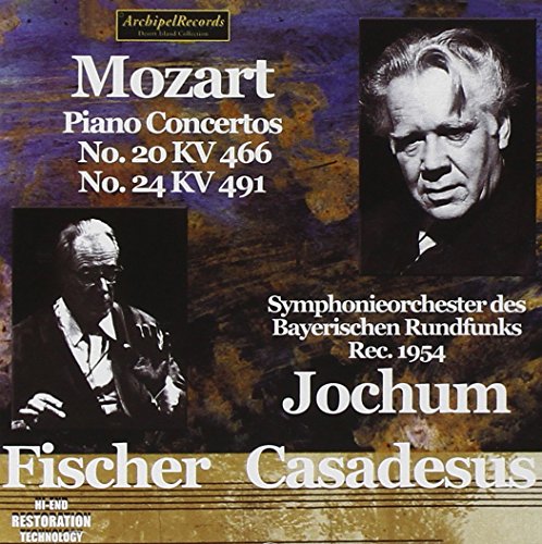 CD cover: Mozart Piano Concertos with portraits of Casadesus and Fischer.