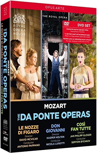DVD cover for Mozart’s Da Ponte operas featuring opera singers.