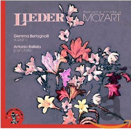 CD cover for Mozart’s “Lieder” featuring floral artwork and text.