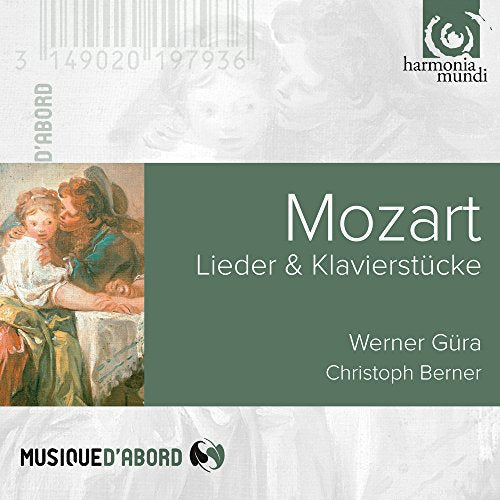 CD cover for Mozart’s Lieder & Klavierstucke, featuring a painting and text.