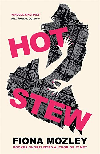 Book cover: “Hot Stew” by Fiona Mozley, with illustration of a city and hand.