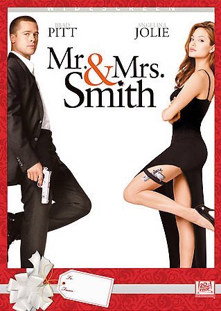 DVD cover for "Mr. & Mrs. Smith" featuring Brad Pitt and Angelina Jolie.