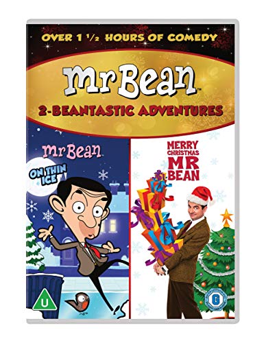 DVD case with "Mr Bean 2-Beantastic Adventures" title and cartoon Mr Bean on blue and white backgrounds.