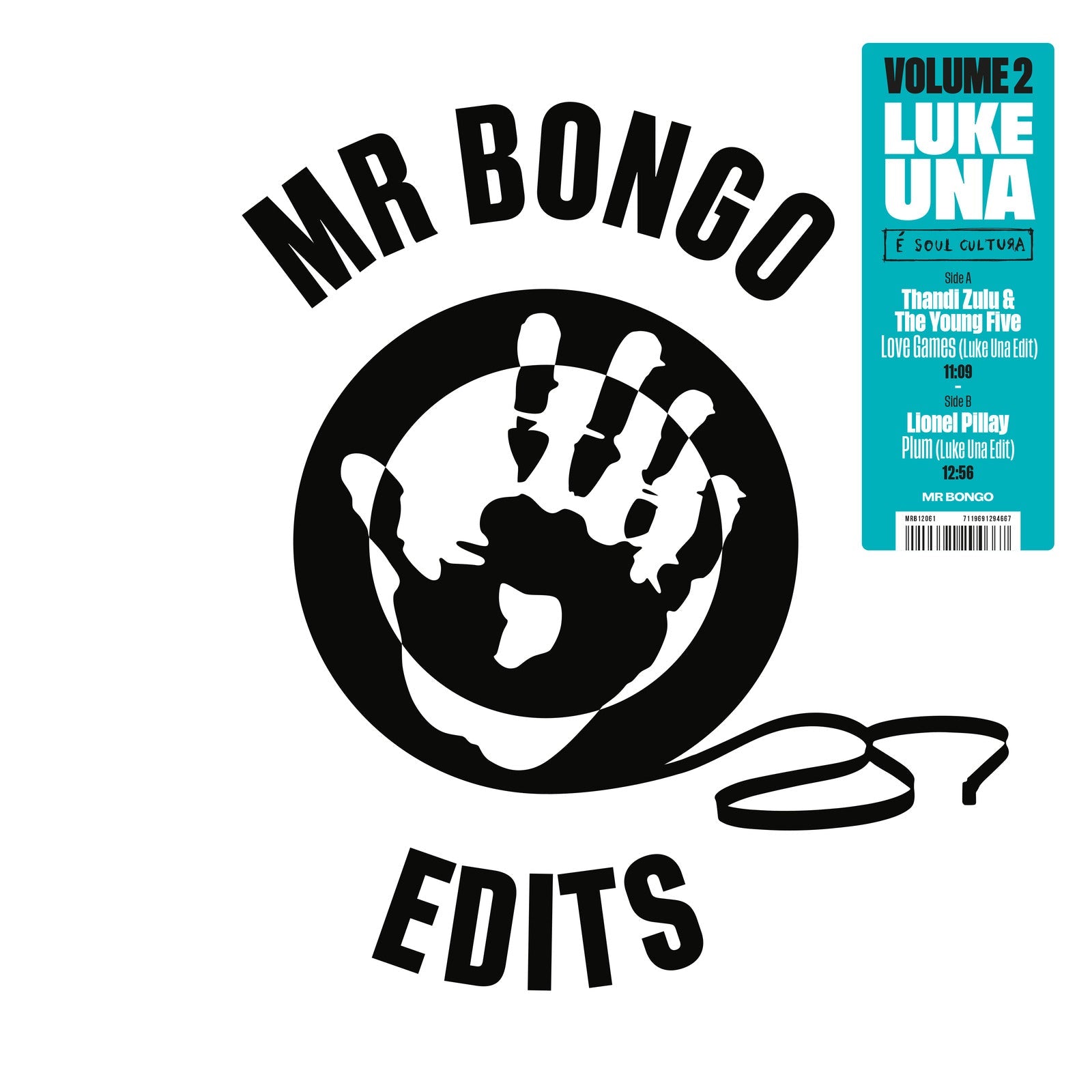 Vinyl record cover: black silhouette of a hand and record, white text.
