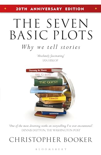 Book cover: "The Seven Basic Plots" with a stack of colorful books.