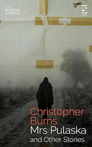 Book cover: lone figure on a misty road, title "Mrs Pulaska".