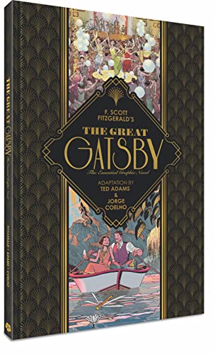 Book cover for “The Great Gatsby” graphic novel, art deco style.