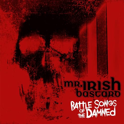 Red album cover featuring a blurred, skull-like face and band name.