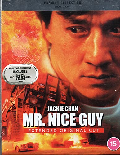 Blu-ray cover for "Mr. Nice Guy" featuring Jackie Chan and explosions.