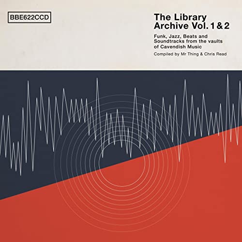 CD cover for “The Library Archive Vol. 1 & 2” with abstract waveform design.