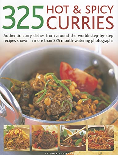 Cookbook cover, “325 Hot & Spicy Curries,” featuring a pot of curry.