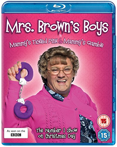 Blu-ray case with a woman in a pink sweater holding handcuffs on a pink background.