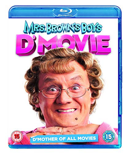 Mrs. Brown's Boys D'movie" Blu-ray cover featuring Brendan O'Carroll in character.
