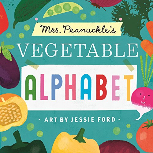 Book cover with colorful illustrations of vegetables and large alphabet letters.