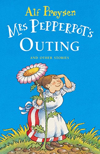 Book cover: Mrs Pepperpot peering over a large daisy in grass.