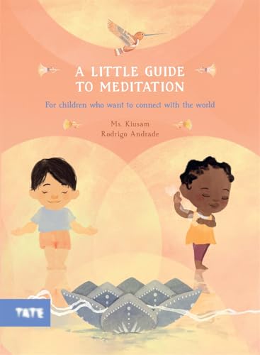 Book cover: “A Little Guide To Meditation” with children and a lotus flower.