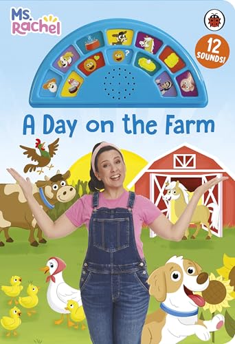 Ms. Rachel sound book cover with farm animals and a blue interactive button panel.