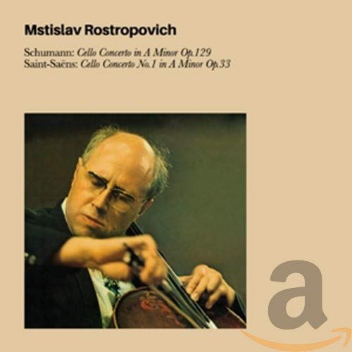 Mstislav Rostropovich playing cello, CD cover with text details.