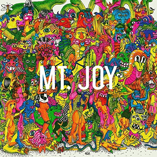 ColorfulLBColorful, psychedelic illustration of crowded surreal creatures with "MT. JOY" in white text.