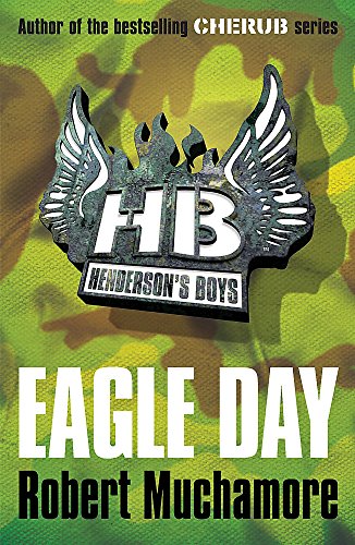 Book cover: "Eagle Day" by Robert Muchamore, with wings and initials "HB".