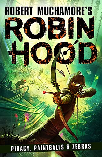 Robin Hood with a bow, aiming amidst a jungle and shipwreck scene.
