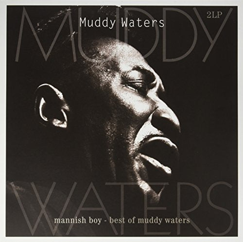 Black and white vinyl album cover featuring a close-up of Muddy Waters' profile.