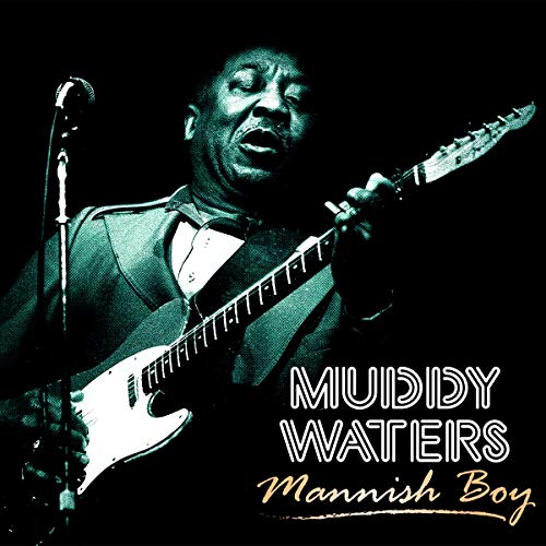 Muddy Waters playing an electric guitar, album cover art.