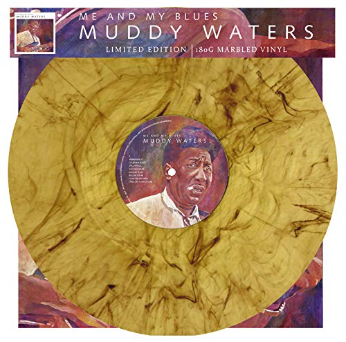 Marbled yellow vinyl record featuring portrait of Muddy Waters.