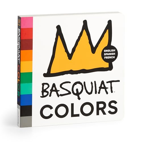 Basquiat Colors board book featuring a yellow crown illustration on a white background.