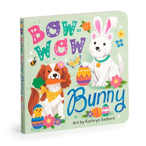 Board book cover with a bunny-eared dog and a dog with a carrot.