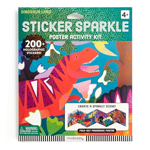 Dinosaur Land sticker and sparkle activity kit with holographic stickers.