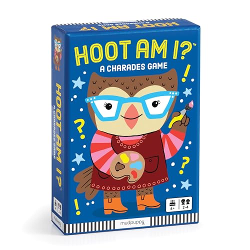 Blue game box featuring a cartoon owl painting with glasses.
